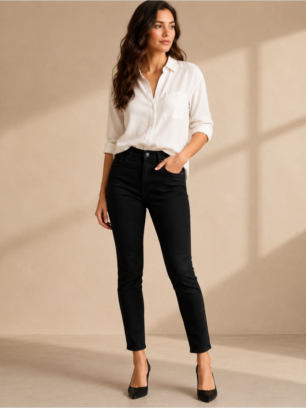 Wit & Wisdom Sophie High Rise Ankle Skinny Jeans Black Sz 8 Contour Stretch
